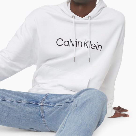 😳SALE😳 Calvin Klein 40FP269540 Men's Size Pullover Terry Hoodie White Logo CK - Picture 3 of 6